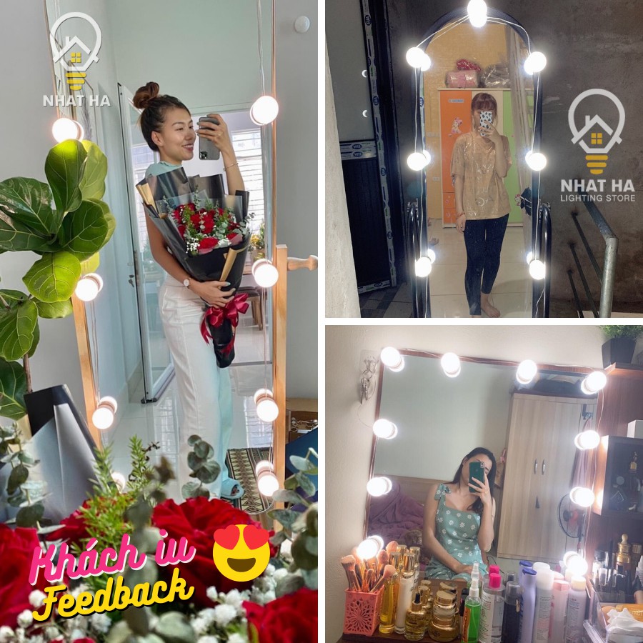 Đèn Led Gắn Gương Bàn Trang Điểm Để Bàn, Trang Trí Gương Siêu Sáng - Tăng giảm sáng 5 chế độ