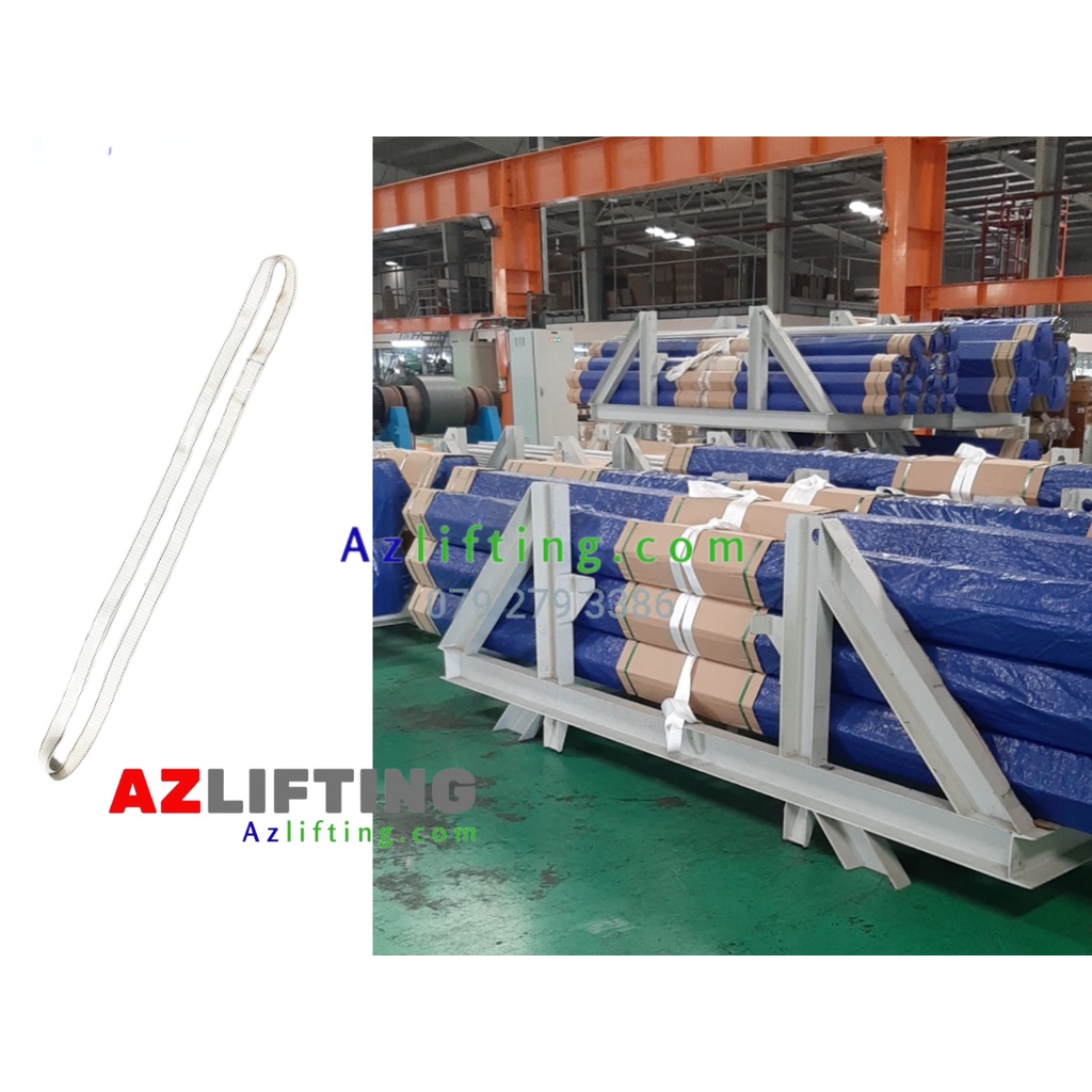 Cáp vải cẩu hàng 500kg may vòng tròn bản 42mm màu trắng cẩu nâng hàng hóa nhỏ nhẹ