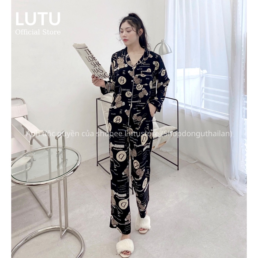 Bộ Pijama Lụa Dài Tay Cao Cấp Chất Mềm Mịn Không Nhăn Hàng Thiết Kế | BigBuy360 - bigbuy360.vn