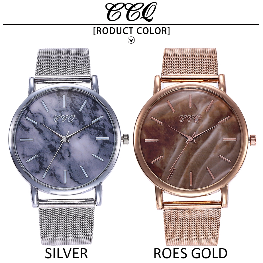 Đồng hồ nữ dây bạc mặt đá cẩm thạch phong cách thời trang