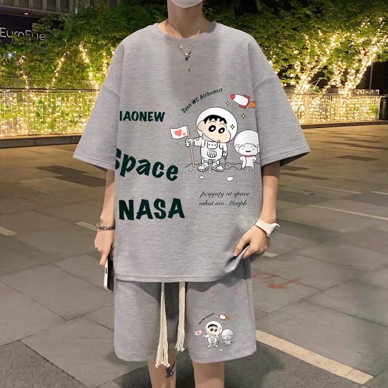 【M-8XL】Bộ thể thao nam mùa thời trang hè đồ bộ thể thao nam áo thun thể thao nam simple quần thun ngắn bộ thể thao nam áo thun tay lỡ quần ngắn nam bộ