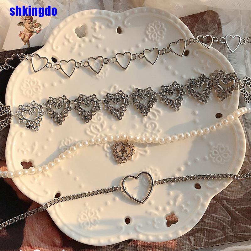 Vòng cổ choker mặt trái tim phong cách Gothic xinh xắn
