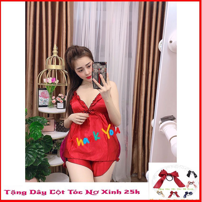 [ TẶNG DÂY CỘT TÓC NƠ XINH 25K] [ ĐƯỢC ĐỔI TRẢ] SET ĐỒ BỘ NGỦ 2 DÂY BÈO NHÚN NGỰC CÓ MÚT NGỰC SEXY 58KG | WebRaoVat - webraovat.net.vn