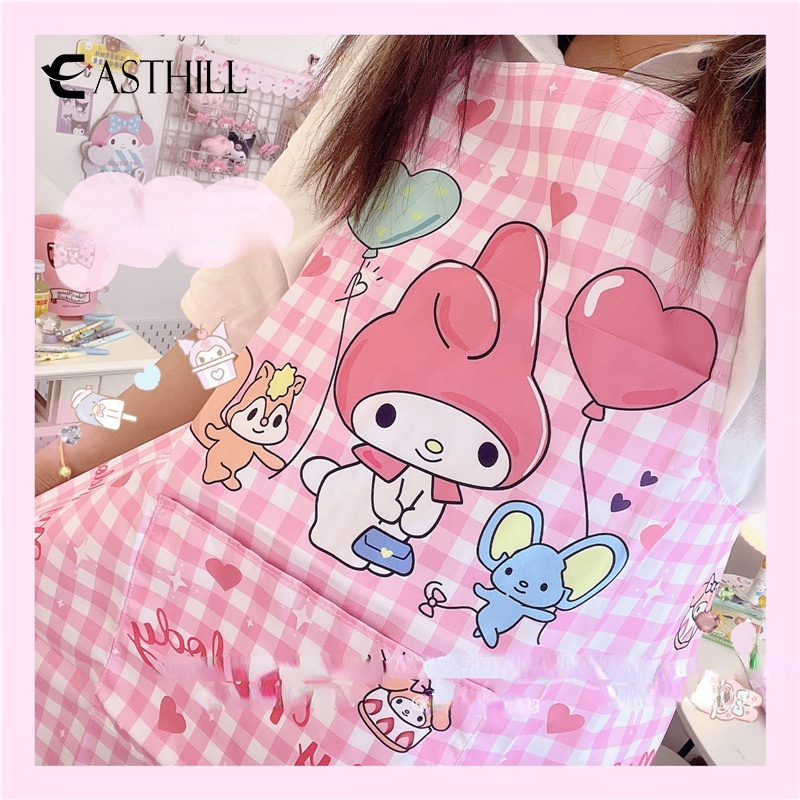 SANRIO Easthill Tạp Dề Đồ Chơi Anime Kuromi Pochacco Cinnamoroll Hai Dây Đáng Yêu Chống Bẩn Làm Quà Tặng Cho Bé Gái