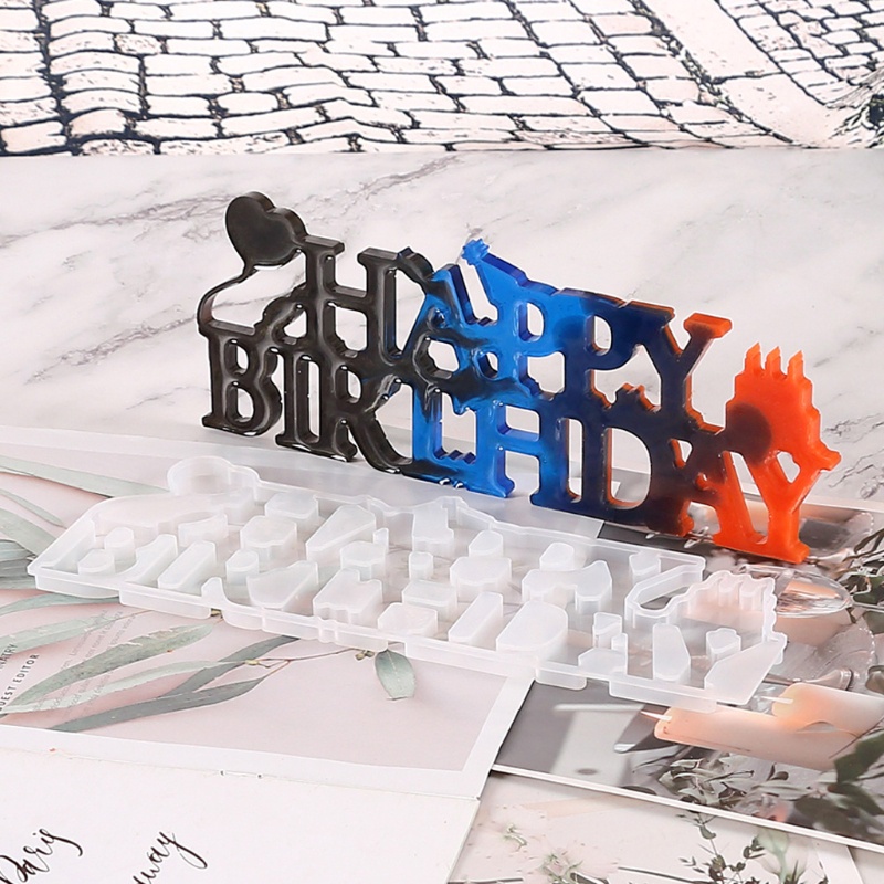 Khuôn Nhựa Epoxy Chữ Happy Birthday Làm Đồ Trang Sức Mừng Năm Mới