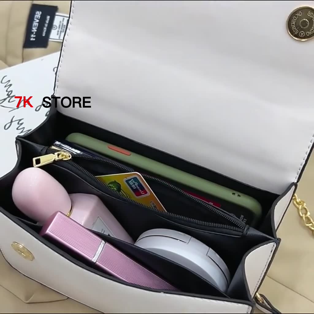 Túi xách nữ dáng hộp, chất liệu da cao cấp, 2 màu trắng/đen cực sang chảnh TN01 | BigBuy360 - bigbuy360.vn