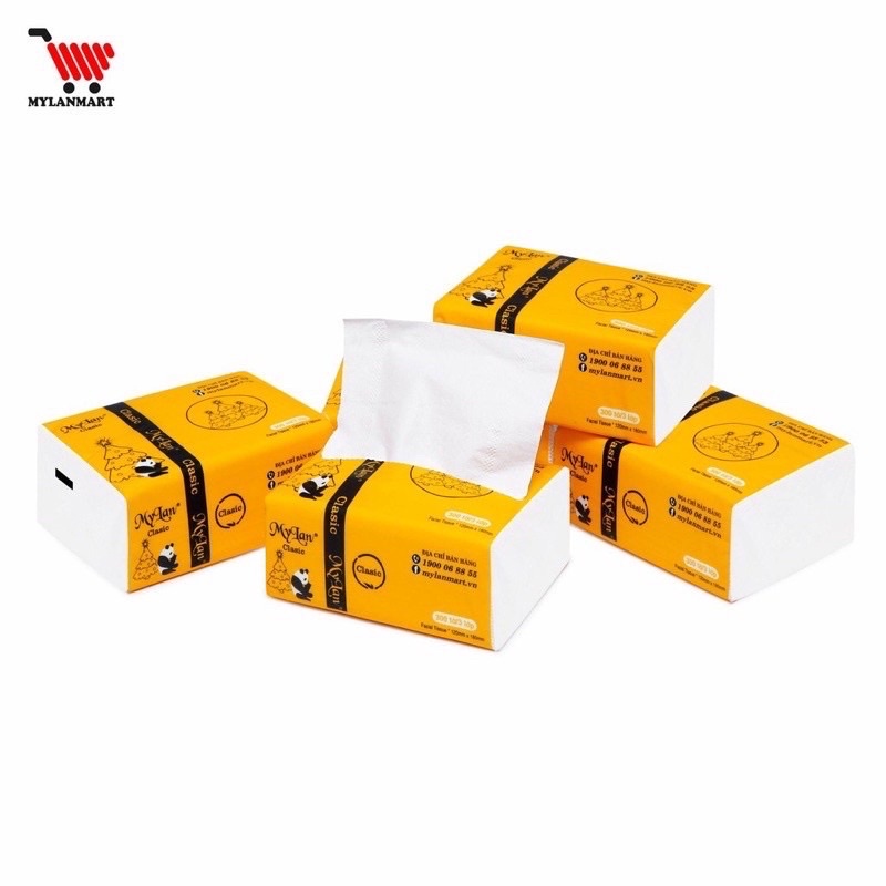 Giấy ăn gấu trúc MY LAN, thùng 30 gói, giấy trắng mềm dai, hàng công ty chính hãng