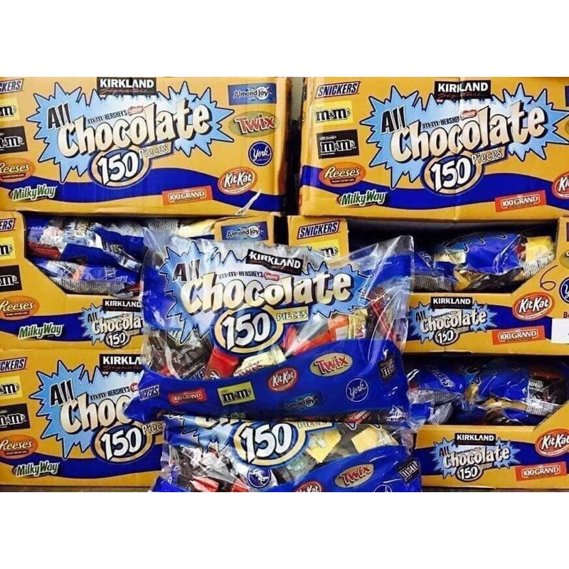 Socola Kirkland các loại M&M, Twix, Kitkat, MilkyWay, Snickers, Reeses, Crunch, Almond Joy Bar bịch 150 viên date 01/23