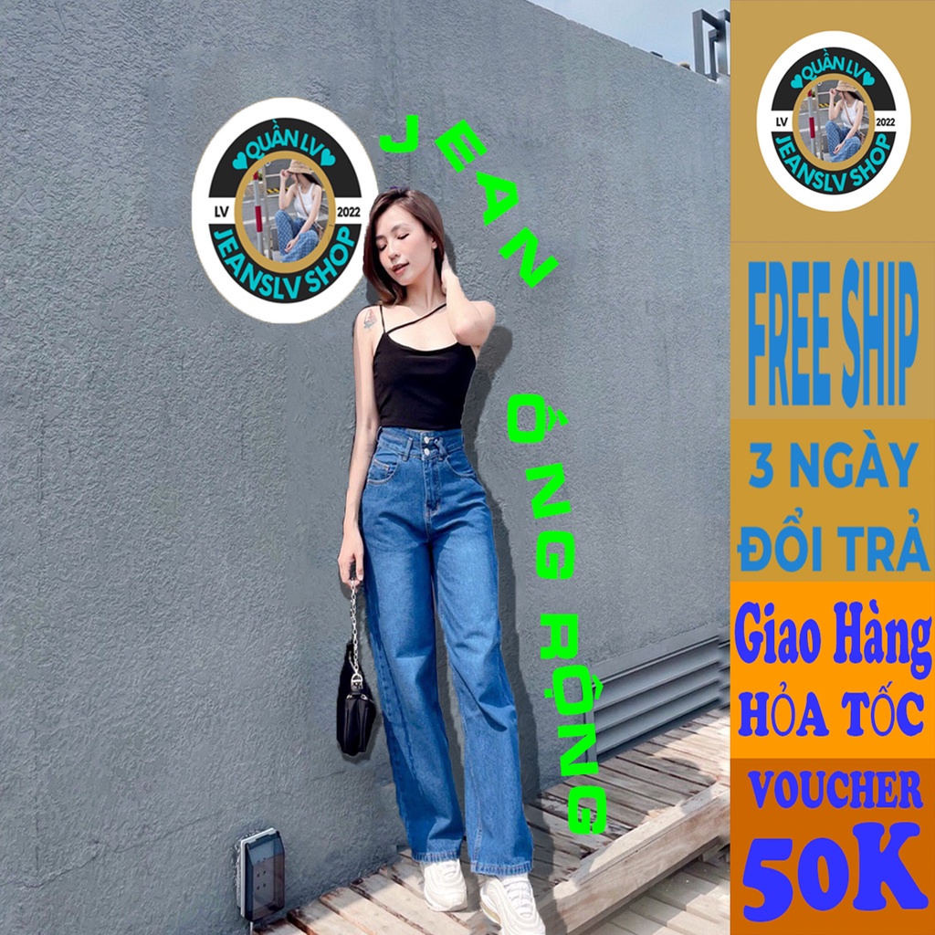 Quần Jean baggy xanh Blue nữ ống đứng - Ống suông rộng, Quần bò slimfit - Jean Skiny - thời trang hè