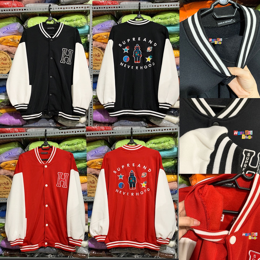 Áo Khoác Bomber Chữ H Supreand Neverhood Ulzzang Unisex Dáng Rộng Nam Nữ - MM