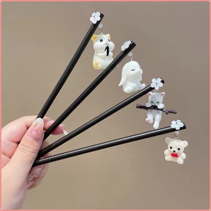 Trâm Cài Tóc Bằng Gỗ Hình Mèo Hoạt Hình Dễ Thương Hiện Đại Phong Cách Nhật Bản Dễ Phối Đồ