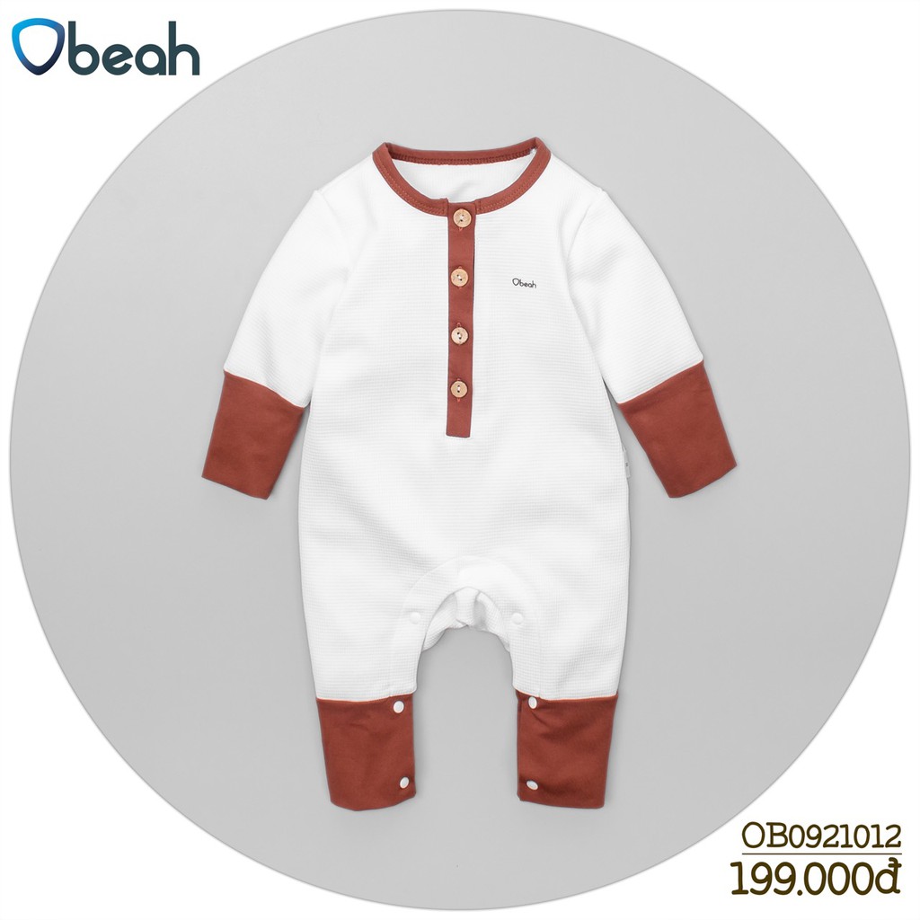 Obeah Bộ Body dài tay phối màu Cotton tổ ong Fullsize từ 0 đến 24 tháng