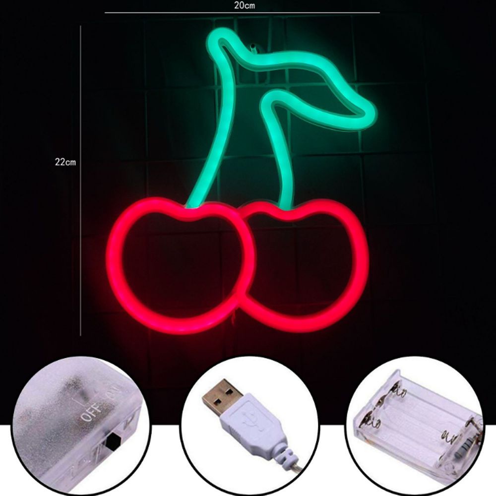 Đèn Neon Hình Quả Cherry Treo Tường Trang Trí Phòng Ngủ / Tiệc Cưới / Sinh Nhật