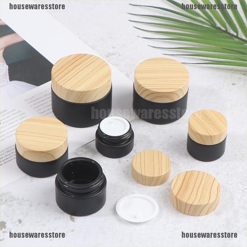 Lọ thủy tinh đựng mỹ phẩm nắp đậy thiết kế kiểu vân gỗ giả nhám