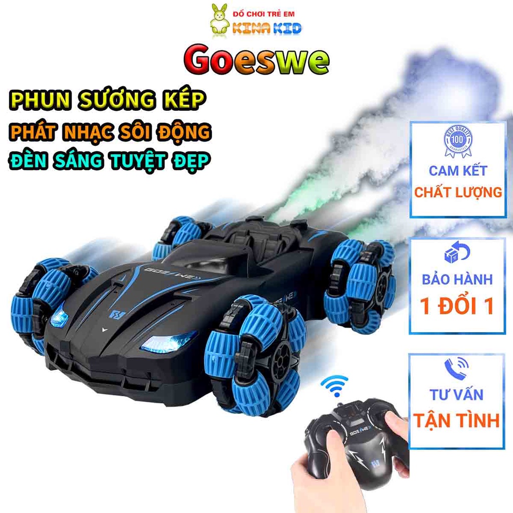 Xe Điều Khiển Từ Xa Mui Trần Goeswe, Xoay 360 Độ, Sáng Đèn, Phát Nhạc, Phun Sương Kép Siêu Ngầu