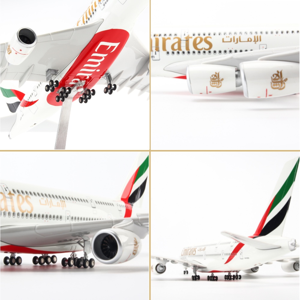 Mô hình máy bay lắp ráp có đèn led Emirates Airbus A380 47cm Everfly