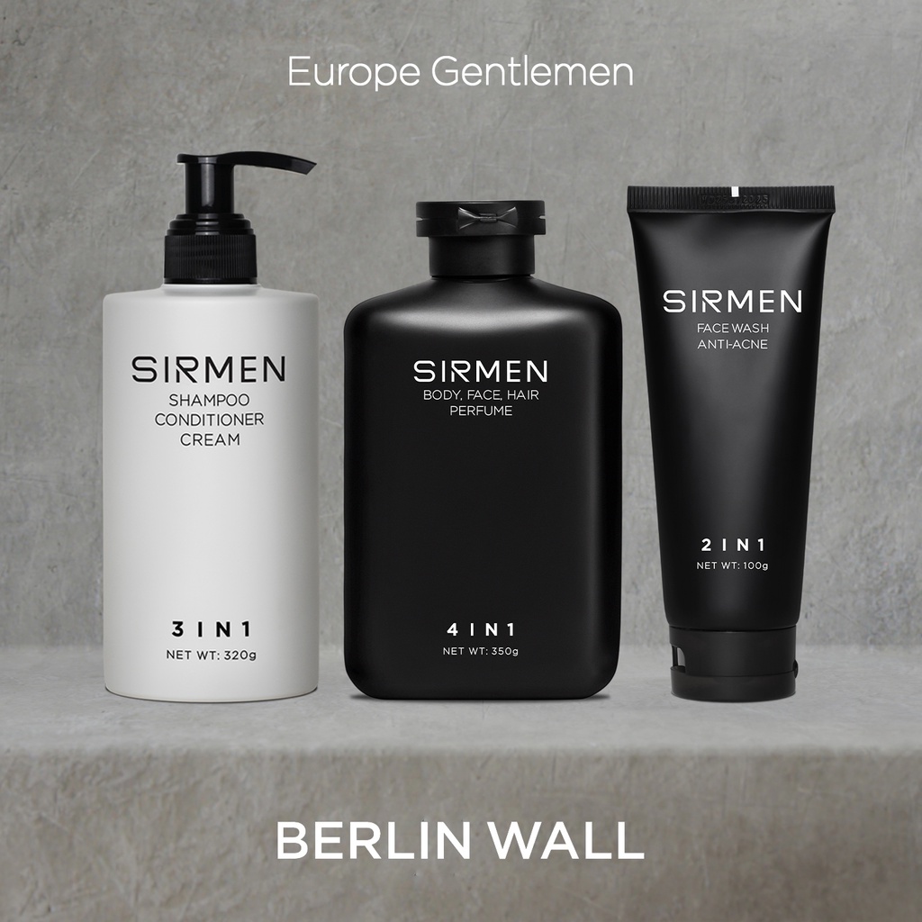 Giftbox Combo 3 - Berlin Wall Gồm Sữa tắm gội nam 4 in 1 - Dầu gội xả dưỡng nam 3 in 1 và Sữa rửa mặt nam 2 in 1 SIRMEN