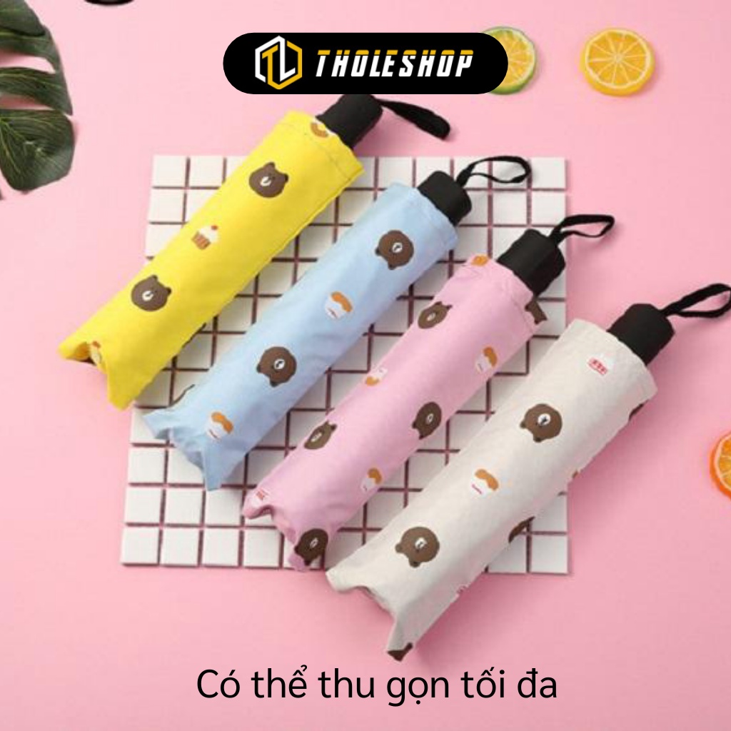 Dù Che Mưa - Ô Nhỏ Gấp Gọn Hình Gấu Brown Chống Tia UV, Che Mưa Nắng  6998