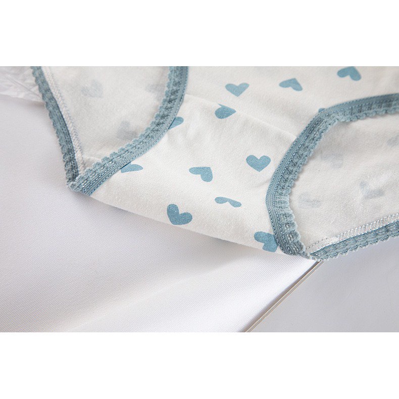 Quần Lót Nữ Cotton - Quần Lót Nữ set xanh viền bèo dễ thương mềm mại thoáng mát DAN STORE Mã 8018