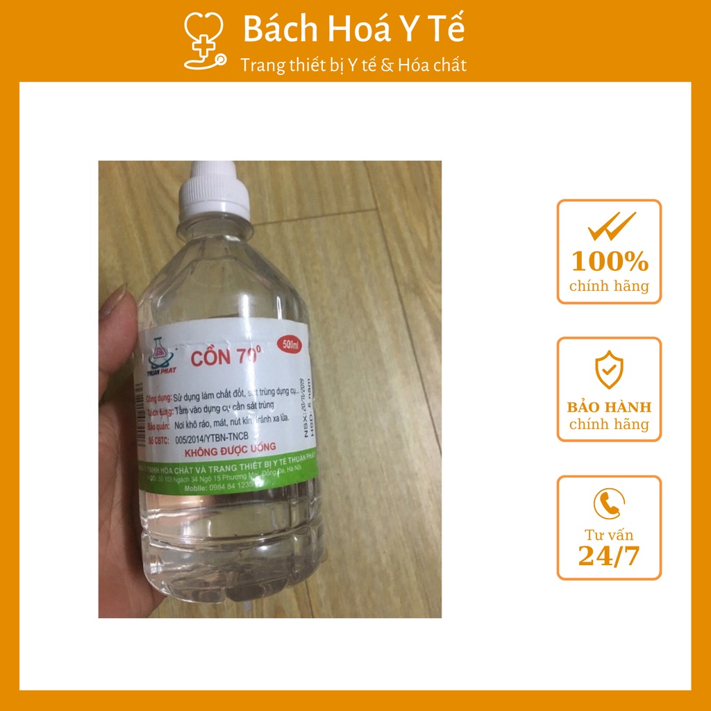 Cồn y tế sát trùng, sát khuẩn, tránh truyền nhiễm, thơm nhẹ, không khô da Việt Nam Thuận Phát 70 độ 500ml