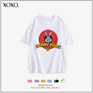 Áo thun tay lỡ form rộng dáng unisex  XOXO phong cách Nelly Ulzzang in hình Looney Tunes