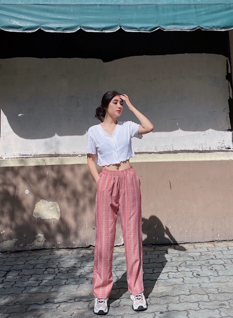 ÁO BEEN CROPTOP VÀ QUẦN CARO CULOTES from suông rộng