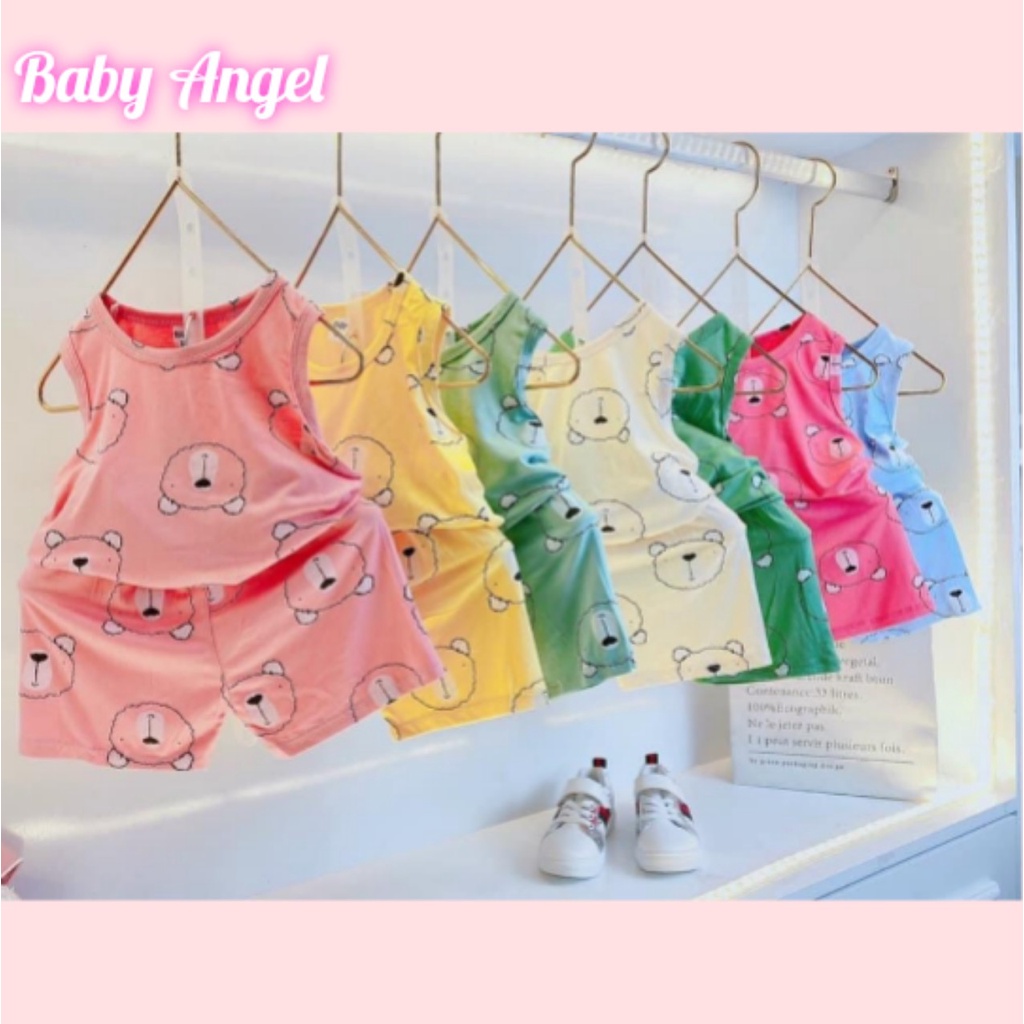 Bộ ba lỗ thun lạnh in hình gấu Minky Mom siêu mềm mịn mát cho bé trai bé gái