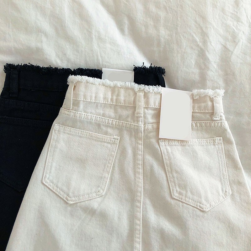 Chân Váy Jean Cạp Cao Tua Rua Xuân Hè 2019 - Hai màu Đen_Trắng | BigBuy360 - bigbuy360.vn