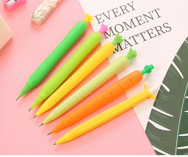 Bút chì kim hình cà rốt, dứa, ngô, xương rồng/ Bút chì bấm trái cây cute giá sỉ