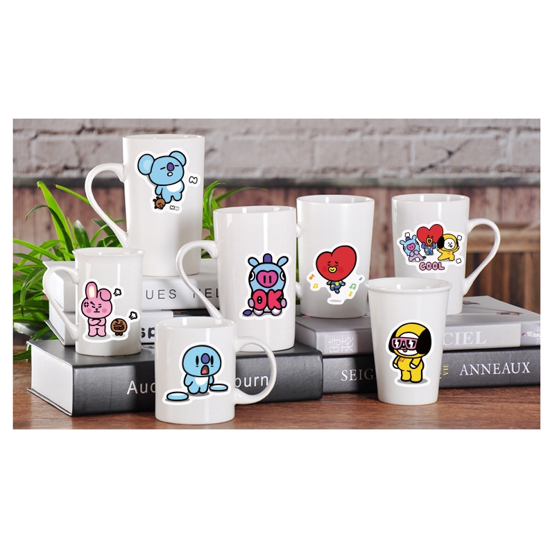 Set 40 miếng dán chống thấm nước hình KPOP BTS BT21 trang trí laptop/điện thoại