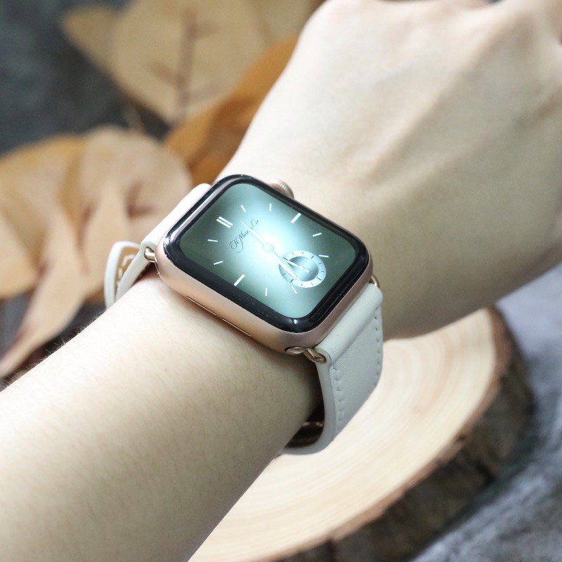 [BẢO HÀNH 1 NĂM] Dây Da BÊ SWIFT may tay thủ công màu Kem khóa Bướm cho Apple Watch series 1/2/3/4/5/6/7