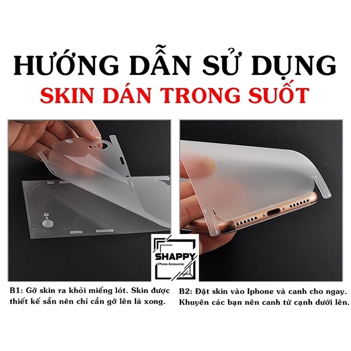 Miếng dán PPF Full viền mặt lưng- IPHONE 6/6S/6PLUS/7/7PLUS/8/8PLUS/X/XS/X MAX/11/11PRO/11PRO MAX/12MINI /12PRO/12PRO...