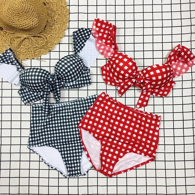 Bikini cúp ngực caro cánh tiên