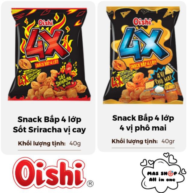 Snack Oishi Bắp 4X Gói 42gr Vị Sốt SRIRACHA Cay