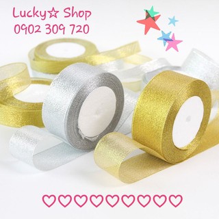 [RỘNG 4 CM] ☆ Dây Ruy Băng Kim Tuyến Vàng/Kim Tuyến Bạc cuộn dài 20 mét, dùng gói quà, trang trí Lễ, Tết, Lễ Giáng Sinh.