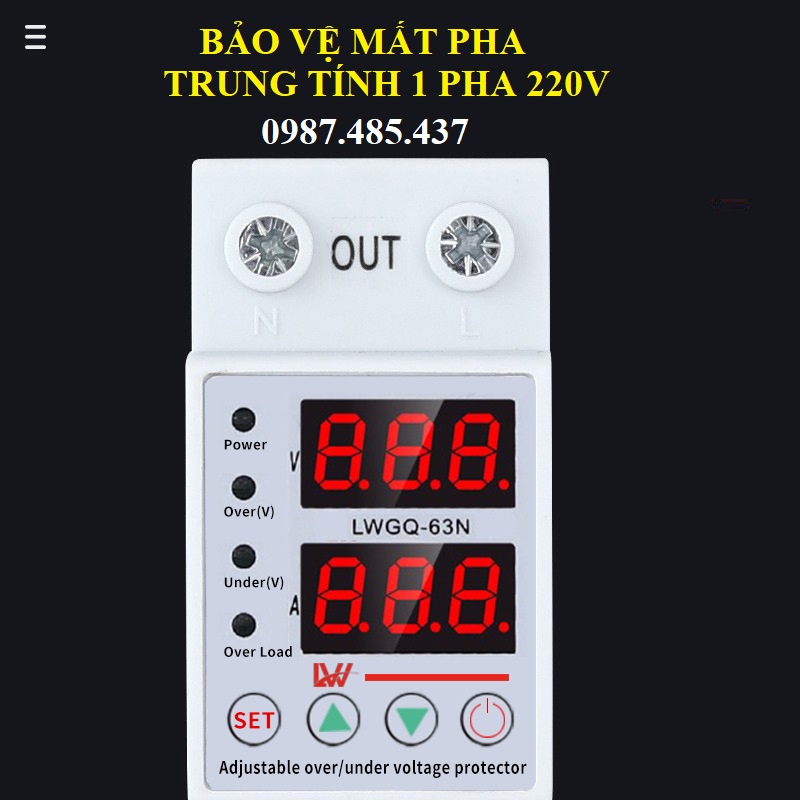 CHỐNG MẤT TRUNG TÍNH - BẢO VỆ ĐIỆN ÁP - CHỐNG QUÁ TẢI 2P 63A