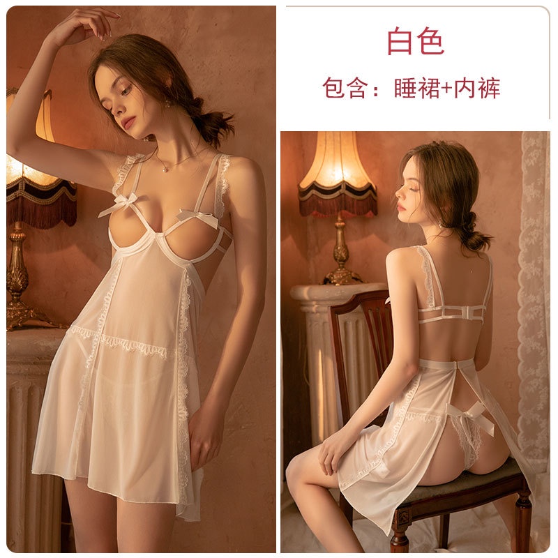 Váy ren hở ngực có gọng xẻ sau Cao Cấp 1358
