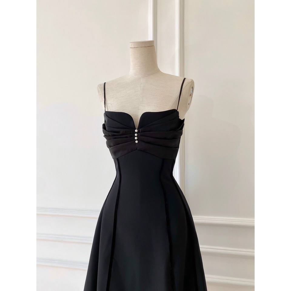 Đầm Dự Tiệc Hai Dây Gợi Cảm Dáng Xòe, Váy Maxi Xếp Ly YAMI DRESS