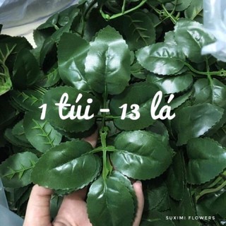 Túi 13 lá hồng giả trang trí ,điểm hoa sáp ,hoa lụa