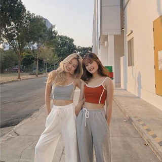 ÁO 2 DÂY CROPTOP SỌC VIỀN CHẤT LEN TĂM KIỂU DÁNG ÁO CROPTOP 2 DÂY ULZZANG NHIỀU MÀU HOT HIT
