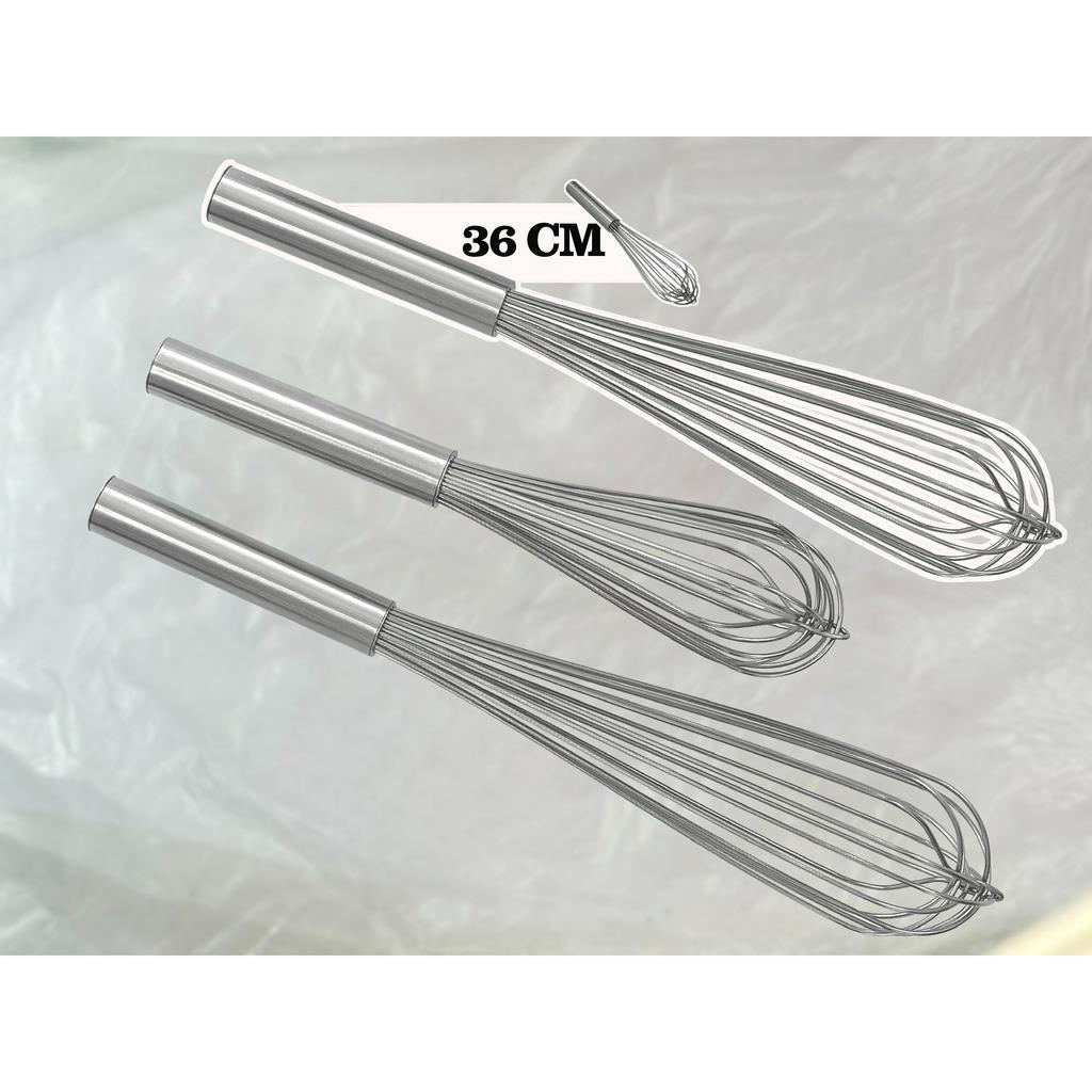 Cây đánh trứng inox cầm tay nhiều size, dụng cụ phới lồng to đánh trứng, khuấy bột thép không gỉ làm bánh