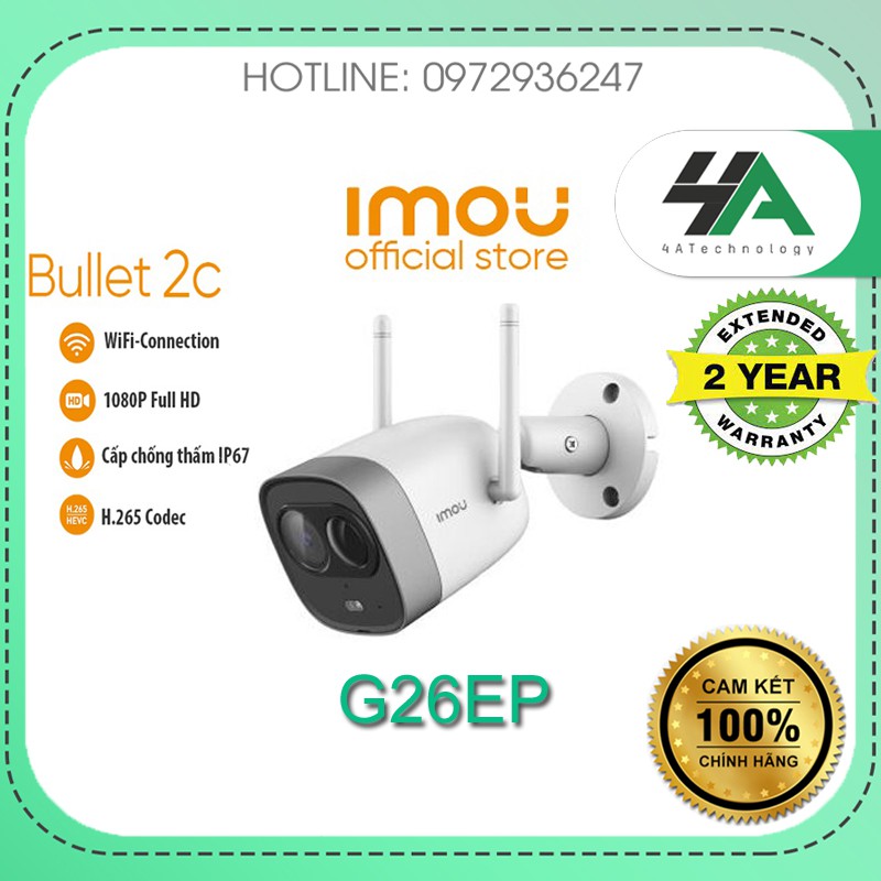 Camera Wifi thân trụ IMOU IPC F42P F22P 2MP 4MP 2K 1080P, ghi âm (chính hãng Dahua Việt Nam)