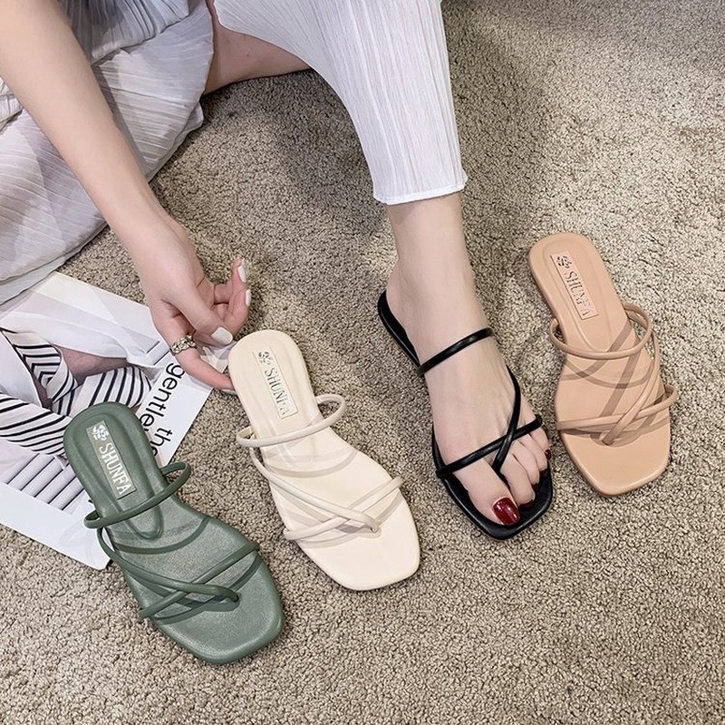 Giày Sandal Đế Bằng Quai Chéo Thoải Mái Thời Trang Hàn Quốc Cho Nữ
