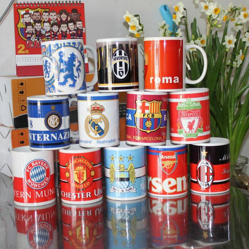 Cốc sứ uống nước in logo câu lạc bộ bóng đá - Cốc sứ Bát Tràng