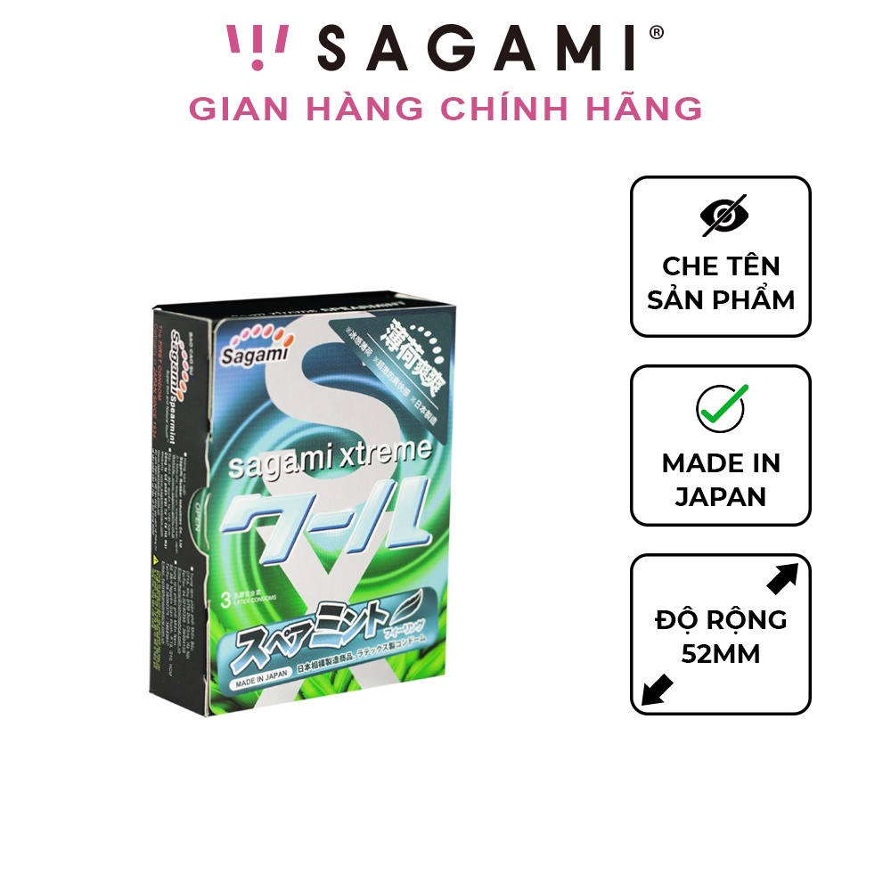 Bao cao su Sagami Spearmint - kéo dài thời gian - bcs hương bạc hà - 01 Hộp