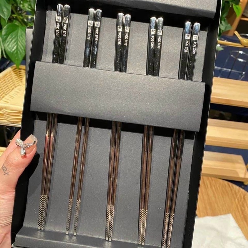 Hộp 5 Đũa Inox Hãng Zwilling Đức Siêu Đẹp Không Trơn Trượt