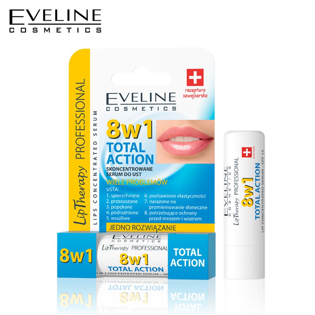 Son dưỡng môi Eveline 8in1 giúp môi căng bóng, khô môi, dưỡng môi luôn mềm mịn, 2g