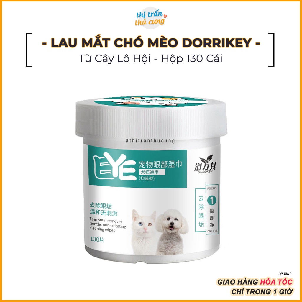 Khăn ướt lau mắt và tai ố bẩn cho chó mèo từ cây Lô Hội - hộp 130 chiếc Thị Trấn Thú Cưng