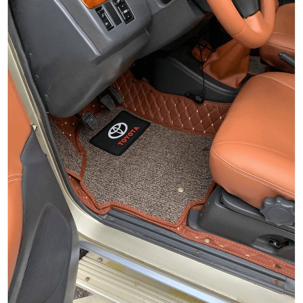 Thảm lót sàn ô tô 6D da cacbon kim cương cao cấp cho Toyota Rush chống nước, không mùi, phủ kín 90% sàn xe