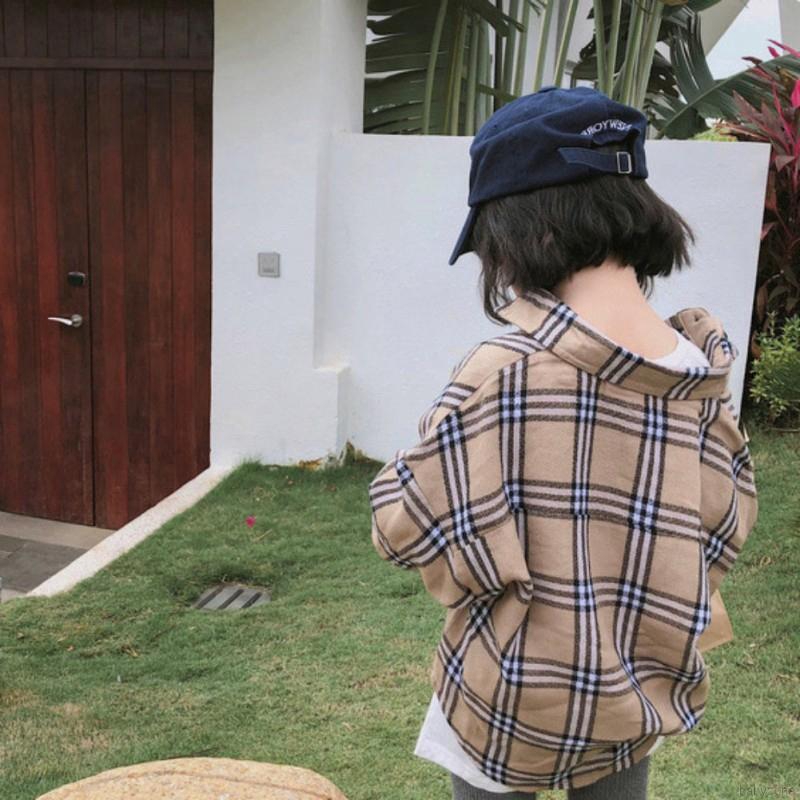 Áo sơ mi caro tay dài cho bé gái